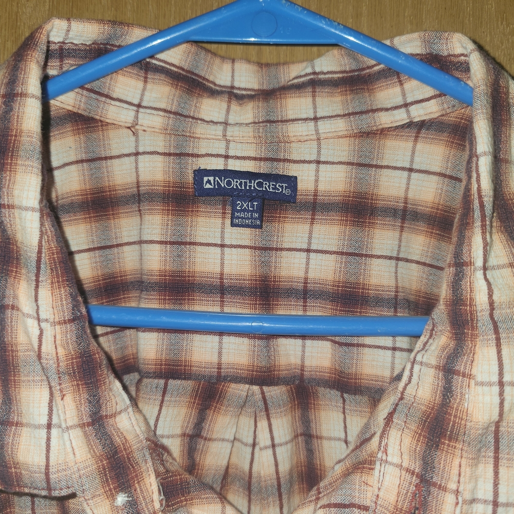 Arrow Short-Sleeve Plaid Button-Down Shirt - Brown & Cream - Picture 3 of 3